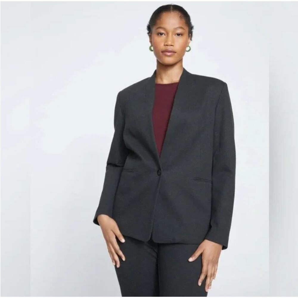 Universal Standard Lennox Collarless Ponte Blazer 4XS 00 0 NWT Graphite Gray